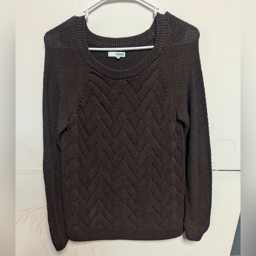Sonoma Women's Dark Brown Crew Neck Sweater